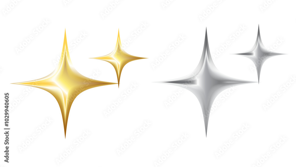 Obraz premium chrome 3d emoji stars on transparent background, png, super cute, watashi wa star