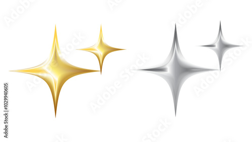 chrome 3d emoji stars on transparent background, png, super cute, watashi wa star