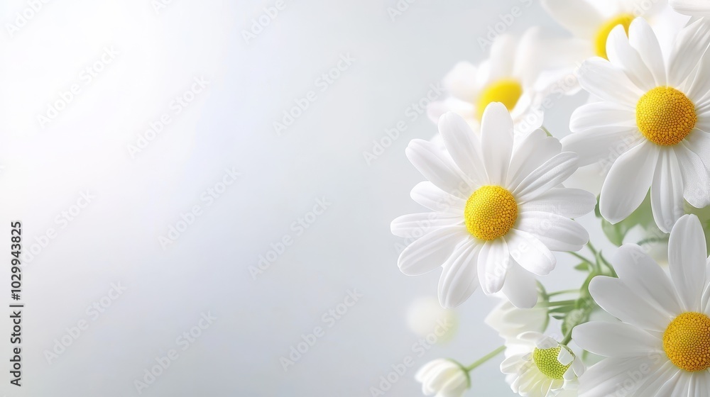A soft, delicate arrangement of white daisies in soft focus, creating a peaceful, light floral background. Perfect for minimalistic and elegant designs. A soft, delicate arrangement of white daisies in soft focus, creating a peaceful, light floral background. Perfect for minimalistic and elegant designs.