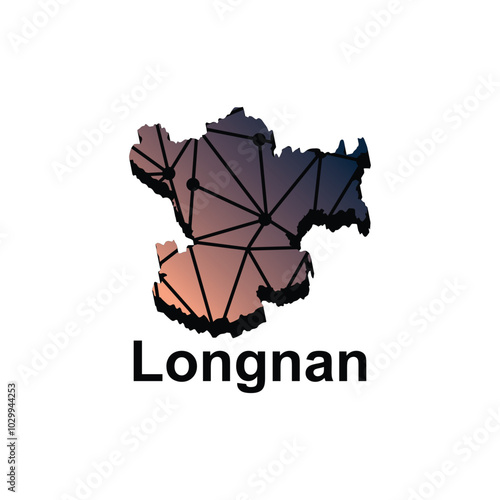 Longnan map. vector map of China capital Country technology style design, illustration template on white background photo