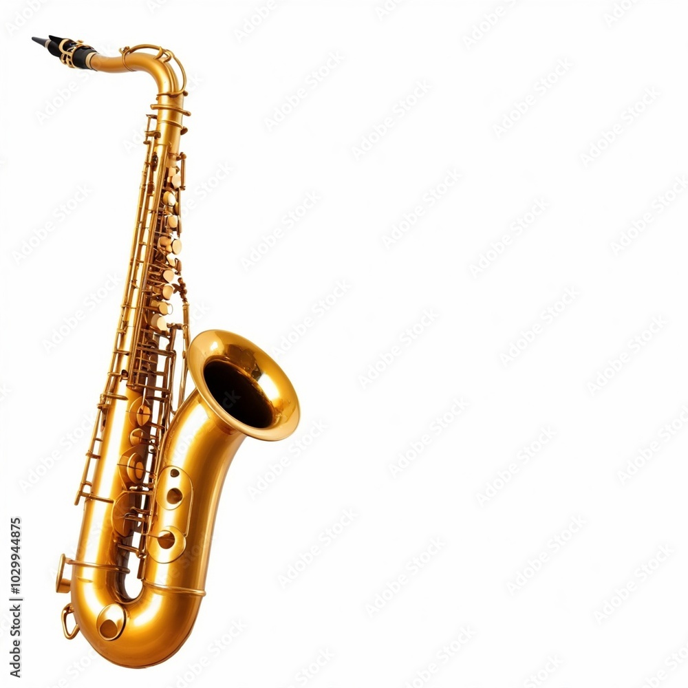 Obraz premium Golden saxophone isolated on white background