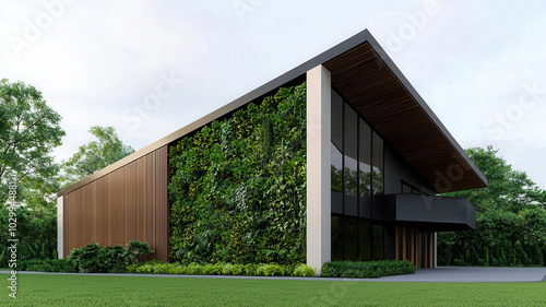 Wallpaper Mural Industrial building design with vertical gardens, a green roof, and solarpowered LED lighting for a sustainable, modern aesthetic Torontodigital.ca