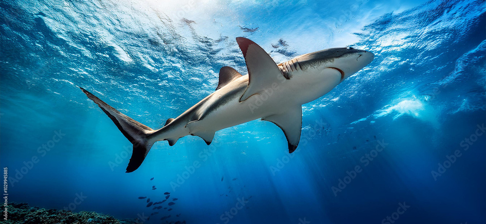 Squalo nuota nel mare Squalo nuota nel mare