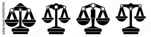 Scales of justice icon collection. Stock vector illustration.