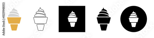 Ice cream cone snack dessert, Sweet Food, Frozen Food, café menu, waffle cone vector pictogram sign icon symbol ui and ux design, glyphs and stroke line