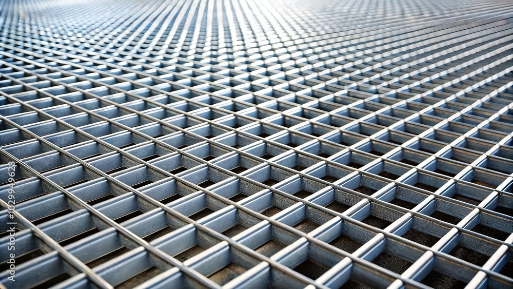 Fototapeta premium Steel grating background texture from low angle