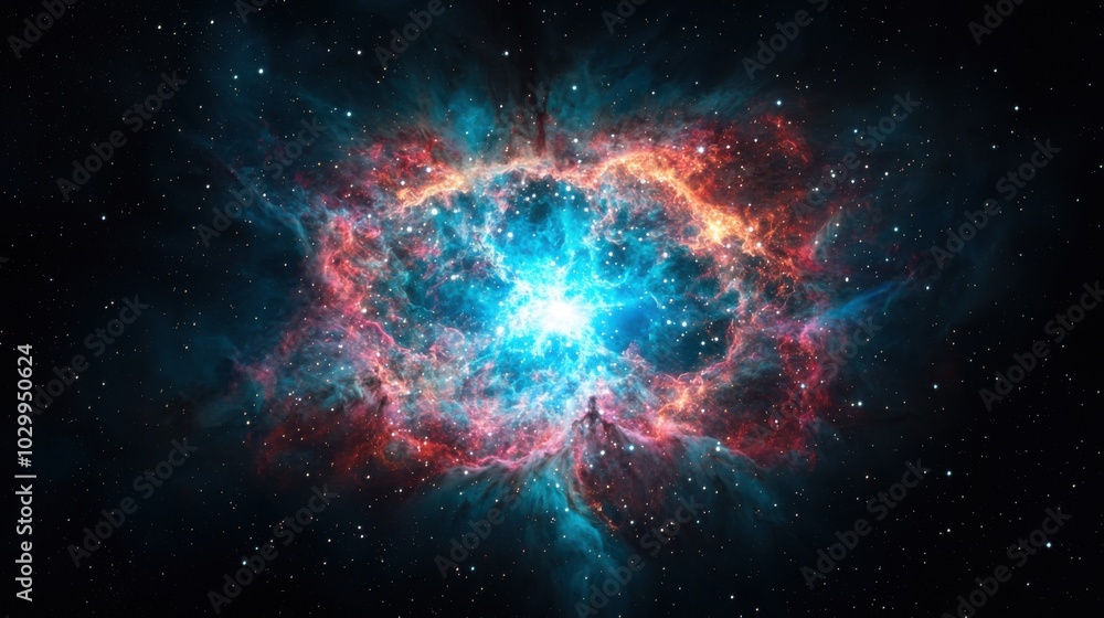 A distant planet floating in space surrounded by colorful nebula clouds A distant planet floating in space surrounded by colorful nebula clouds