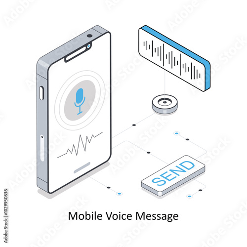 Mobile Voice Message  Isometric stock illustration. EPS File stock illustration