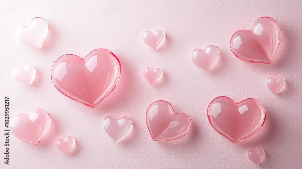 Simple pink heart background with transparent hearts overlaid on a pale pink surface. Simple pink heart background with transparent hearts overlaid on a pale pink surface.