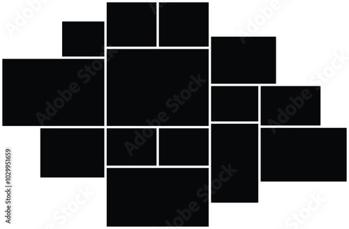 Collage photo frames. Black and white. Vector illustration for your design. background and rectangle shape for wall mood board