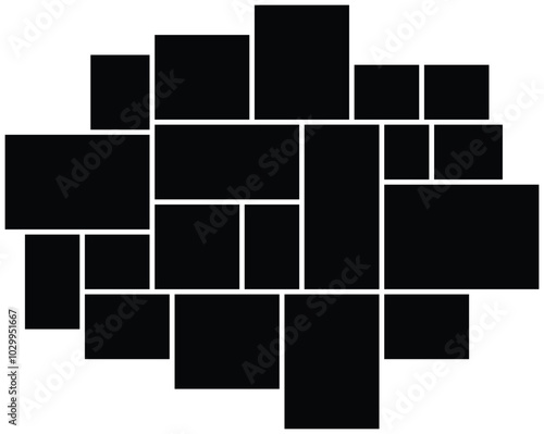 Empty photo collage random mosaic squares, mosaic element. Stock vector illustration, clip-art graphics background.