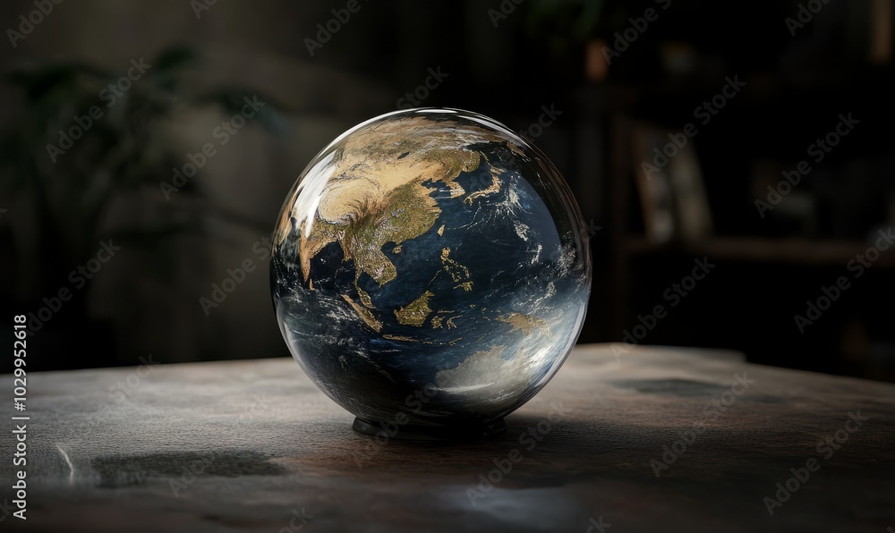 Studio shot of glass globe Studio shot of glass globe
