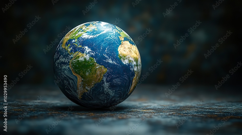 A physical Earth globe, focused on North and South America, is showcased in a 3D illustration, representing the planet's geography. A physical Earth globe, focused on North and South America, is showcased in a 3D illustration, representing the planet's geography.