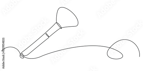 one continuous line drawing of powder brush.one line drawing of powder brush cosmetology equipment tools.minimalist line beauty tools.single line vector illustration