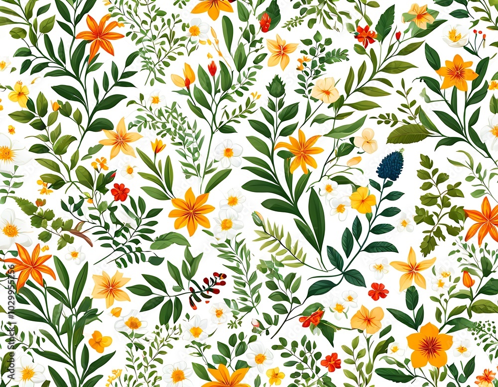 Seamless background of exotic floral , flower seamless pattern with flat style for mockup, fabric, fashion, wallpaper, textile isolated on white background Seamless background of exotic floral , flower seamless pattern with flat style for mockup, fabric, fashion, wallpaper, textile isolated on white background