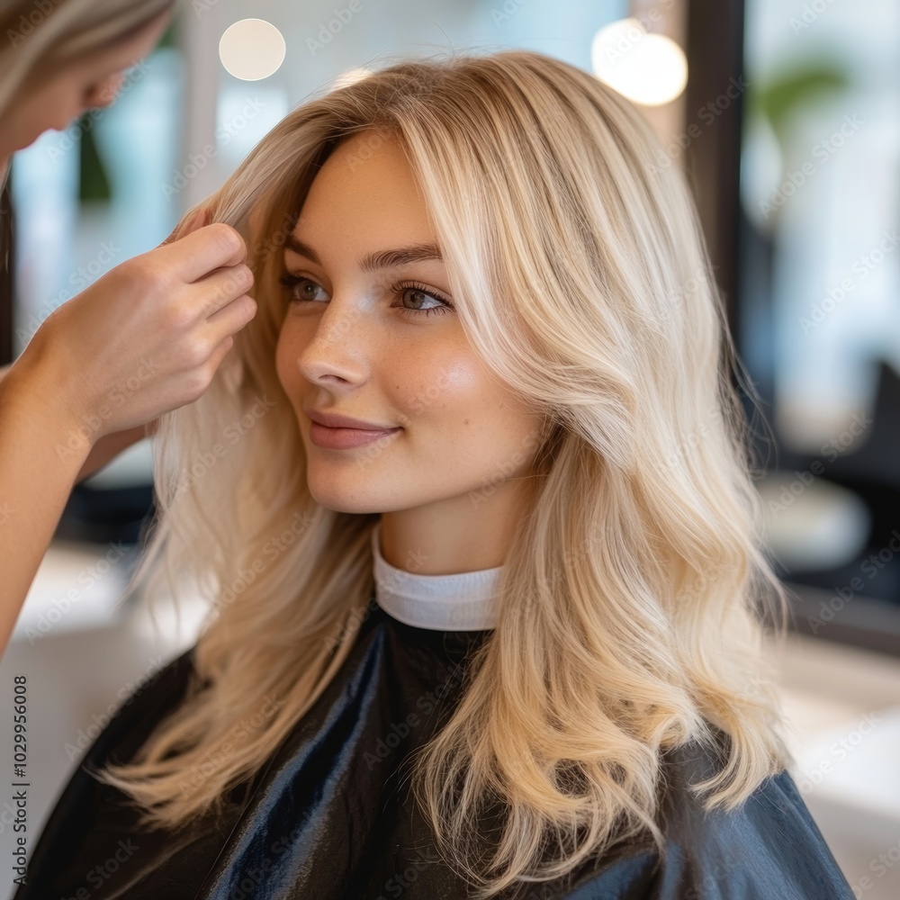 Portrait of a Blonde Woman in a Salon Setting, Beauty and Wellness Concept Generative AI Portrait of a Blonde Woman in a Salon Setting, Beauty and Wellness Concept Generative AI