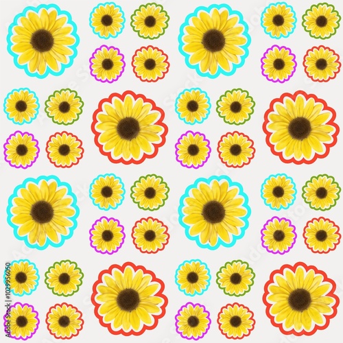 Obraz na płótnie Seamless sunflower design pattern for background and backdrop. w salonie