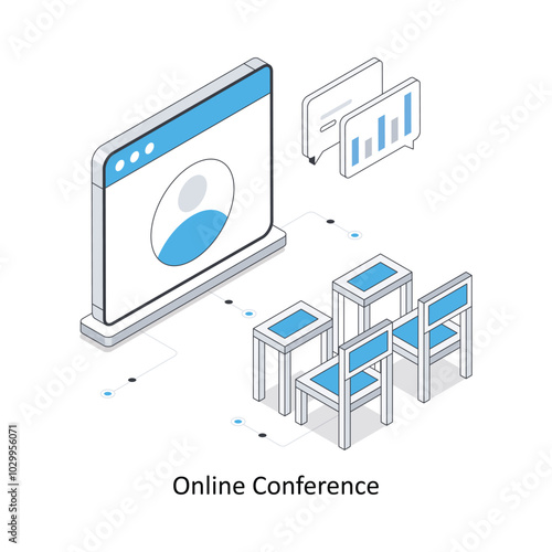 Online Conference Isometric stock illustration. EPS File stock illustration
