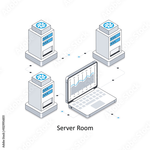 Server Room  Isometric stock illustration. EPS File stock illustration