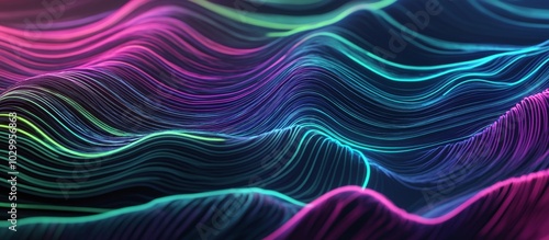 Futuristic Digital Pattern with Neon Data Streams, Technology Background Generative AI