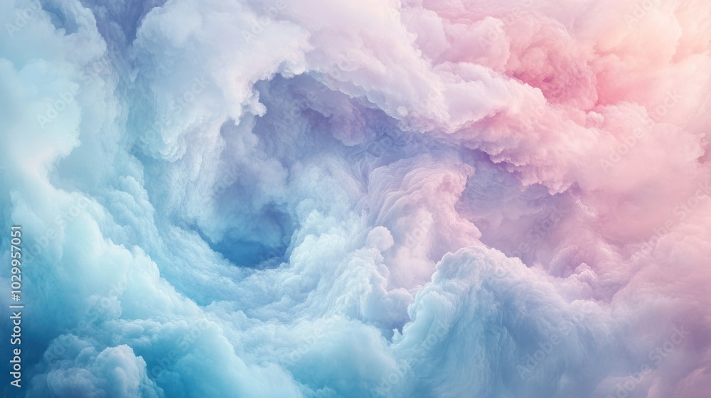 Abstract background of swirling pastel pink, blue and white clouds with a soft focus. Abstract background of swirling pastel pink, blue and white clouds with a soft focus.