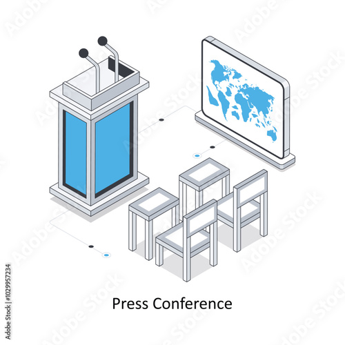Press conference  Isometric stock illustration. EPS File stock illustration