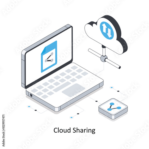 Cloud Sharing Isometric stock illustration. EPS File stock illustration