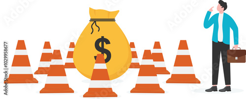Money problems, business troubles and obstacles, business risks or crisis warnings, difficulties and obstacles in the process of starting or developing a business,

