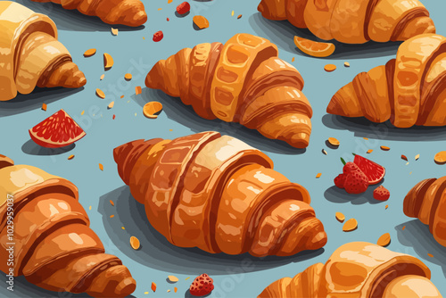 french  croissant illustration