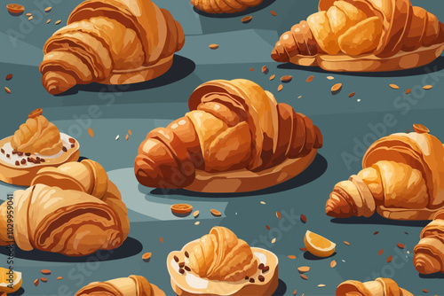 french  croissant illustration