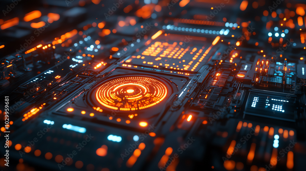 Advanced tech grid with neon glow Advanced tech grid with neon glow