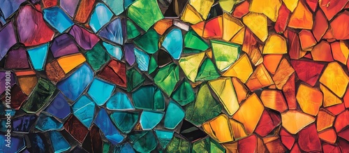 Vibrant Colorful Mosaic Art Made from Glass Shards, Perfect for Decorative Backgrounds or Textures Generative AI