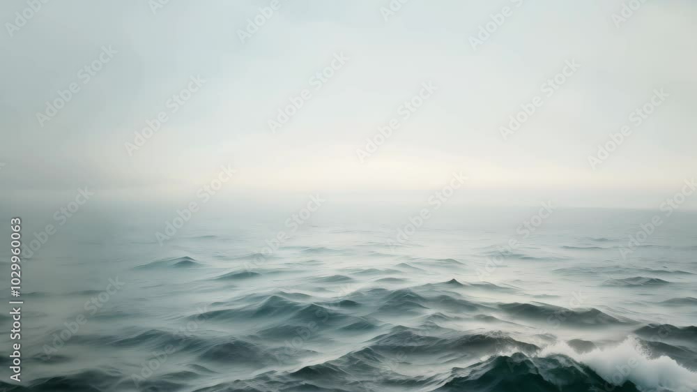 A tranquil seascape with a misty veil shrouding the horizon on a calm morning, Misty veil shrouding the horizon A tranquil seascape with a misty veil shrouding the horizon on a calm morning, Misty veil shrouding the horizon
