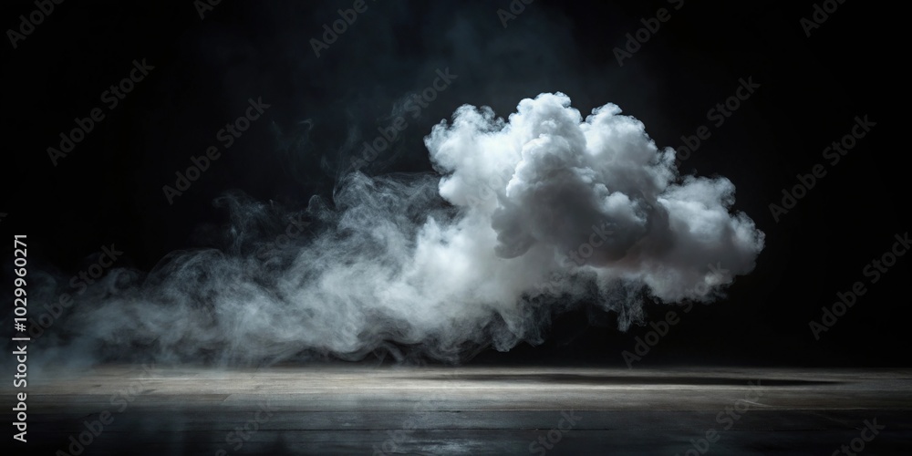 Small cloud of fog over dark background Small cloud of fog over dark background