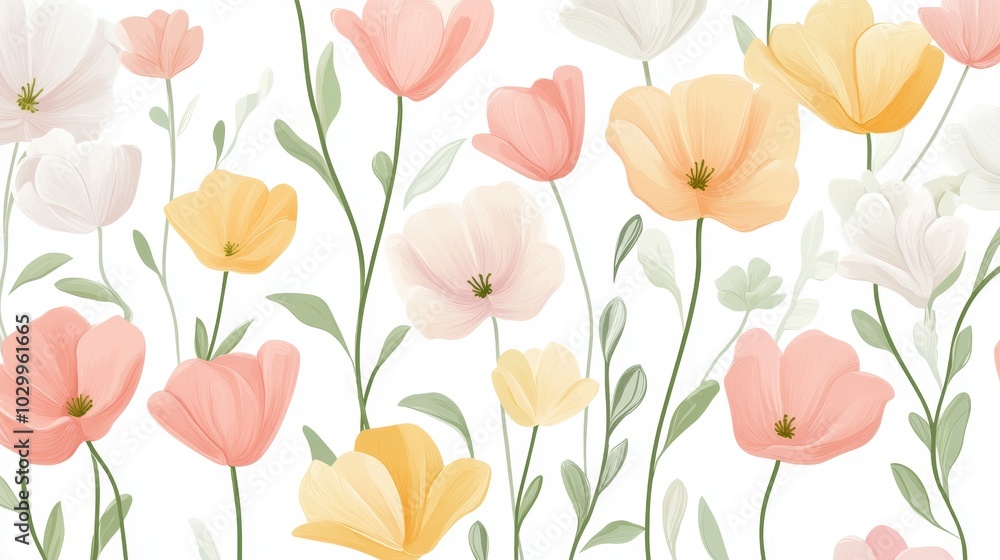 Delicate Pastel Flowers Pattern for Spring and Easter Decorations Generative AI Delicate Pastel Flowers Pattern for Spring and Easter Decorations Generative AI