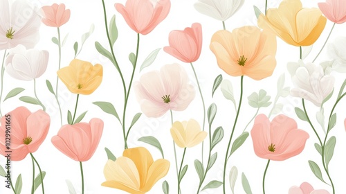 Wallpaper Mural Delicate Pastel Flowers Pattern for Spring and Easter Decorations Generative AI Torontodigital.ca