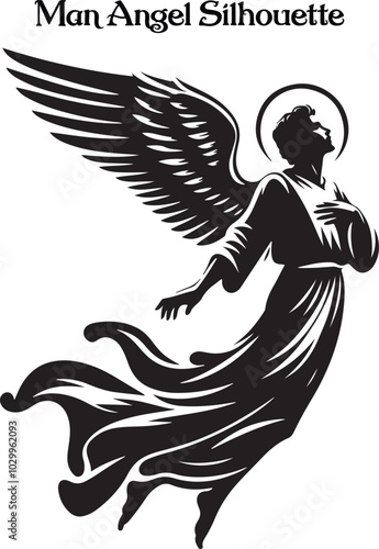 Man angel silhouette vector illustration