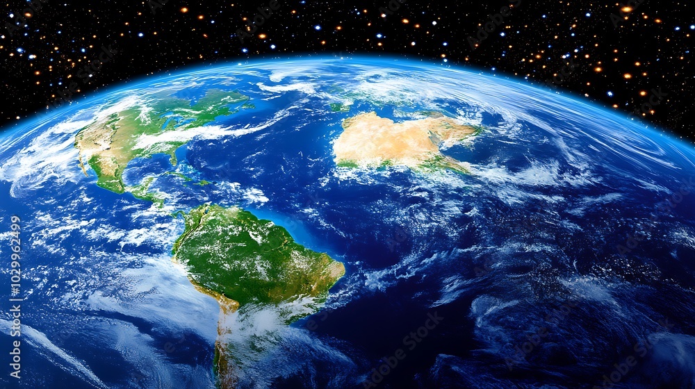 A Stunning View of Earth from Space, Showcasing North and South America with a Starry Background Abstract Gradient Background with Copy Space A Stunning View of Earth from Space, Showcasing North and South America with a Starry Background Abstract Gradient Background with Copy Space
