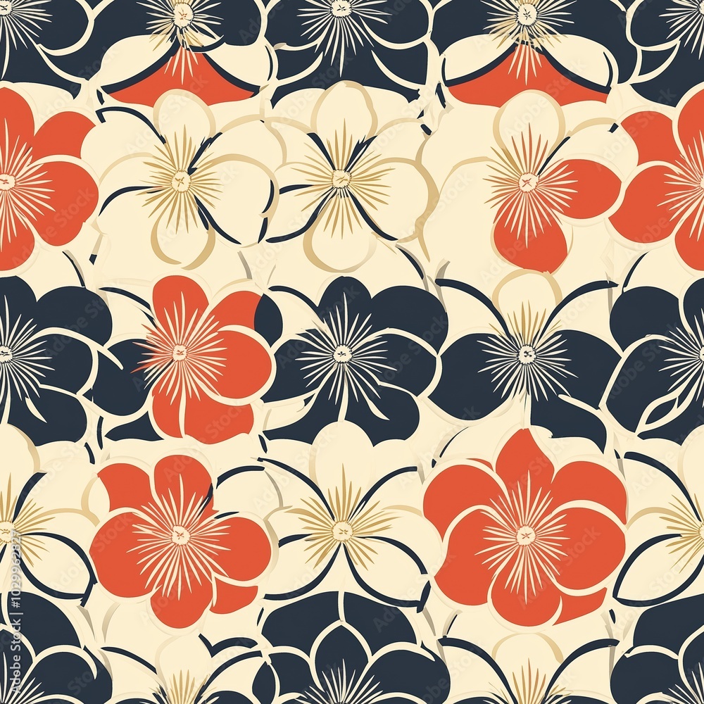 Obraz premium Floral Seamless Pattern Design in Warm Tones
