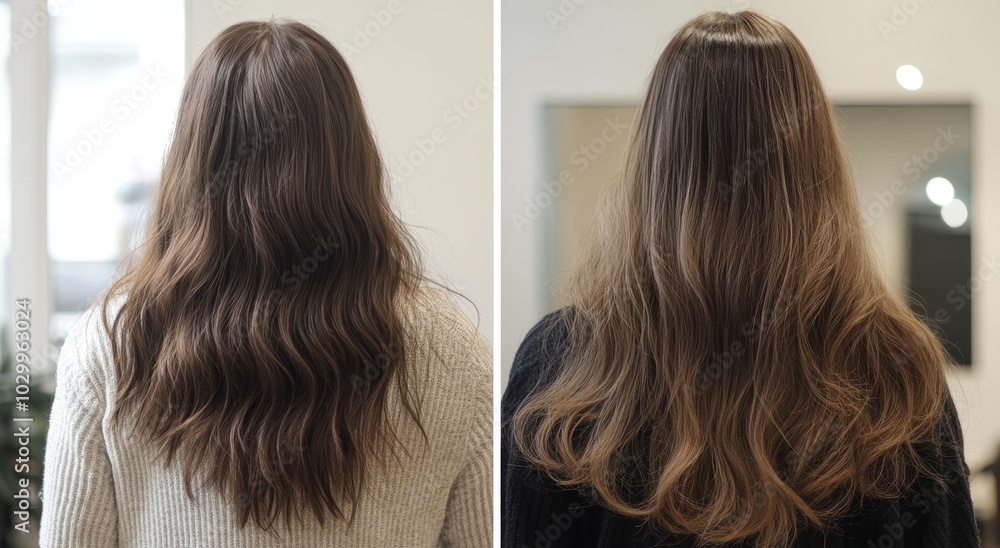 Hair Extensions to Thicken Hair Before and After Application Generative AI Hair Extensions to Thicken Hair Before and After Application Generative AI