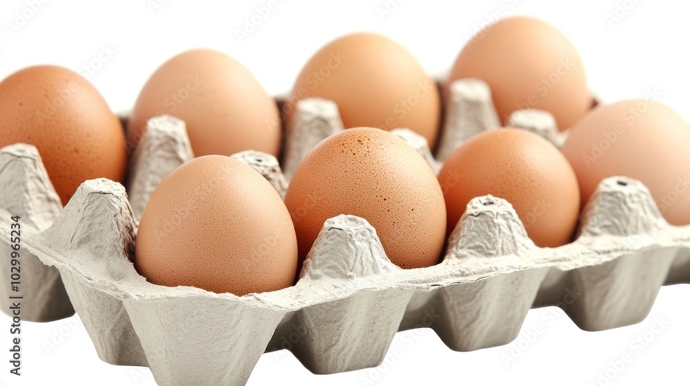 Close-up of brown eggs in a cardboard carton. Close-up of brown eggs in a cardboard carton.