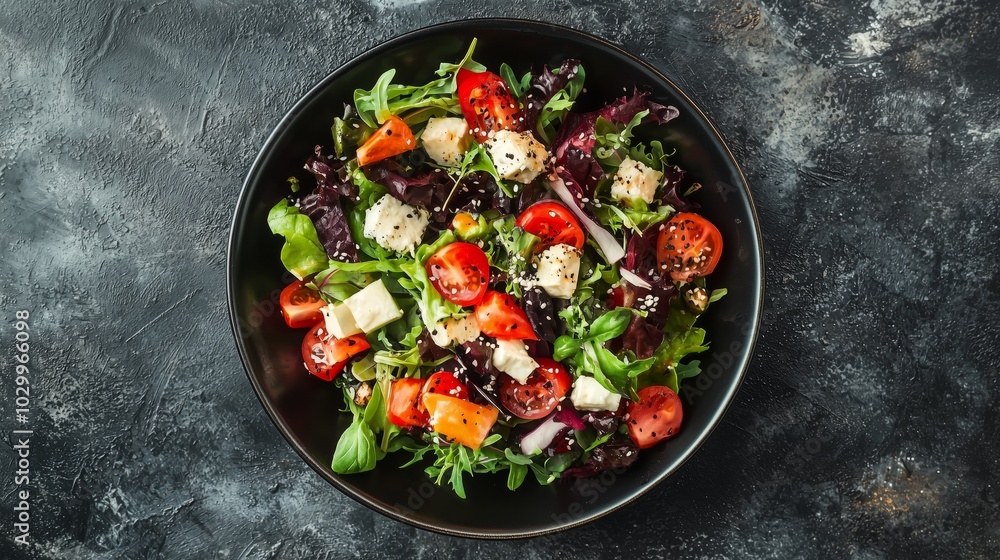 Freshly Prepared Vibrant Salad with Colorful Ingredients Freshly Prepared Vibrant Salad with Colorful Ingredients