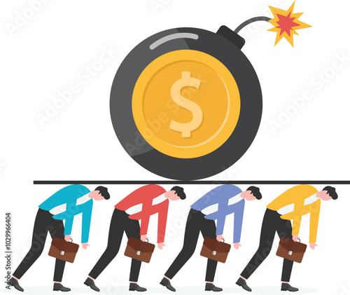 Burdened with debt or savings, stressed with money, overloaded with loans or currency,

