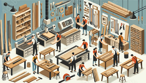 Concept vector illustration related to manufacturing