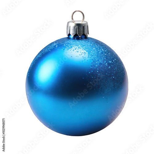 Blue Christmas ball isolated on transparent background