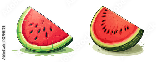 Vector illustration of juicy watermelon slices. Perfect for summer, fruit, or healthy food-themed designs. Generative AI.