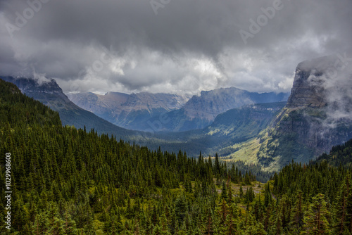 Mountainous scenery in Glacier National Park, Montana