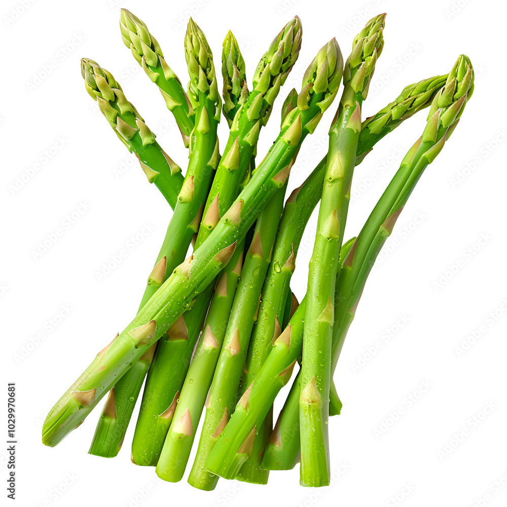 Fototapeta premium Fresh Green Asparagus Spears Isolated Black Background