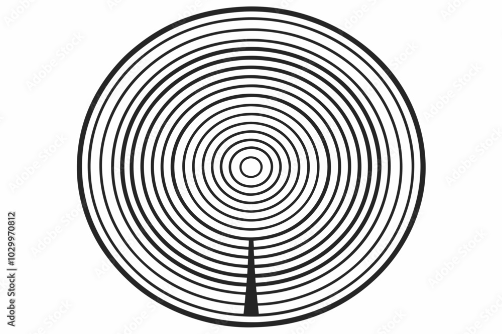 Abstract Tree Rings Pattern with Thin Lines on White Background Abstract Tree Rings Pattern with Thin Lines on White Background