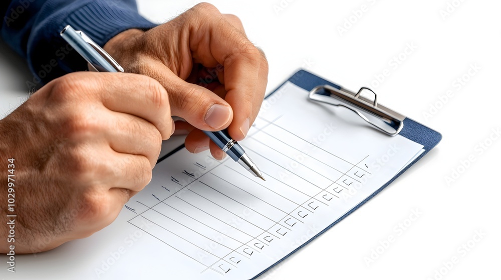 Minimalist and Futuristic Depicting a Person Writing on a Checklist with a Pen Showcasing a Clean and Simple Approach to Task Management and Productivity in a Tetradic Color Scheme Minimalist and Futuristic Depicting a Person Writing on a Checklist with a Pen Showcasing a Clean and Simple Approach to Task Management and Productivity in a Tetradic Color Scheme